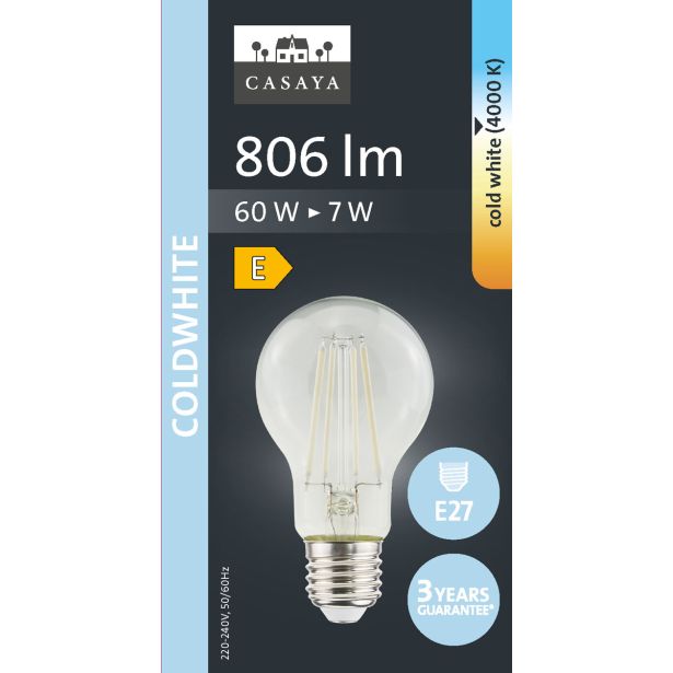LED ŽARNICA E27 CASAYA KLASIČNA A60 7W 806LM 4000K