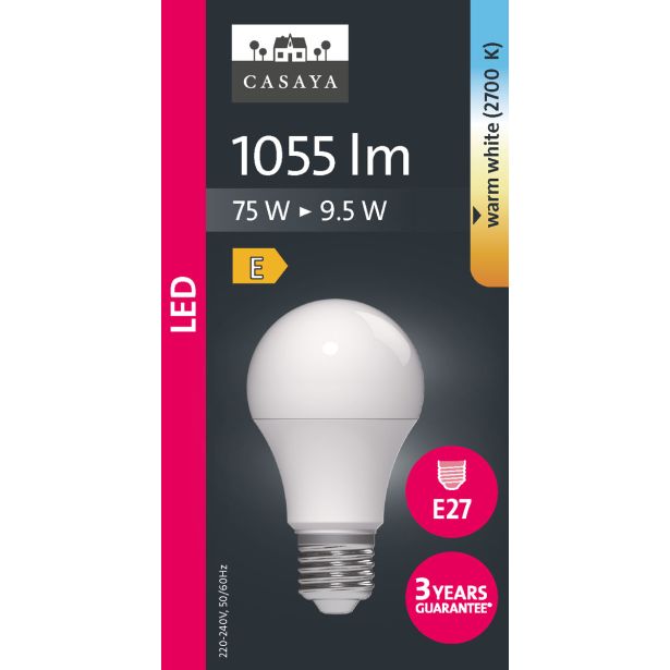 LED ŽARNICA E27 CASAYA KLASIČNA A60 9.5W 1055LM 2700K