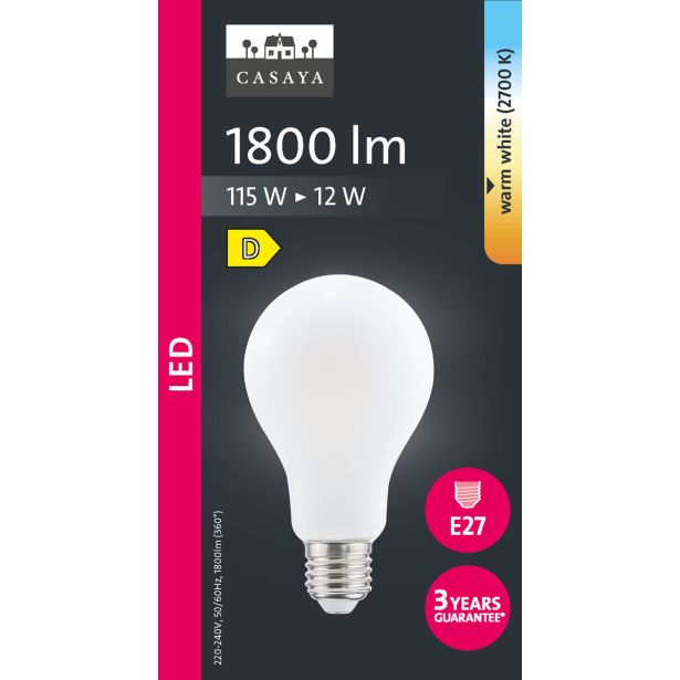 LED ŽARNICA E27 CASAYA MAT KLASIČNA A70 12W 1800LM 2700K