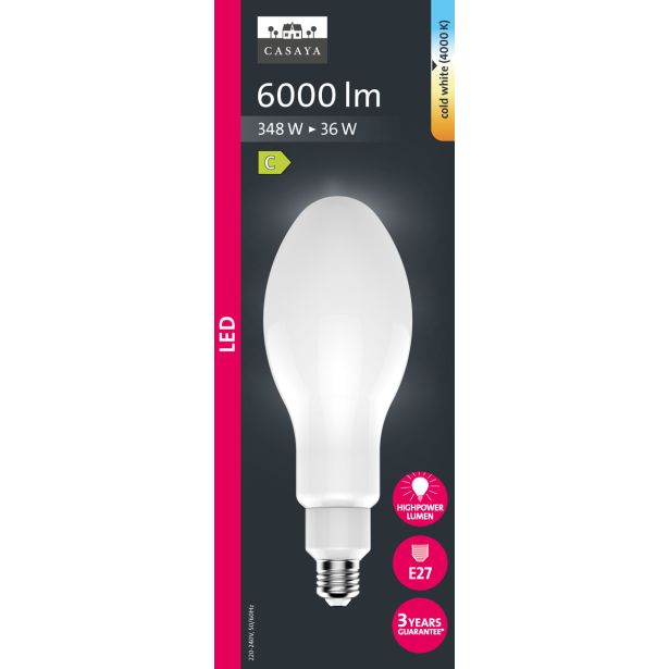 LED ŽARNICA E27 CASAYA MAT KLASIČNA A90 36W 6000LM