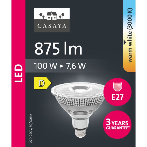 LED ŽARNICA E27 CASAYA REFL. PAR38 7.6W 50° 875LM 3000K IP55