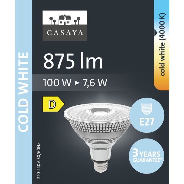 LED ŽARNICA E27 CASAYA REFL. PAR38 7.6W 50° 875LM 3000K IP55