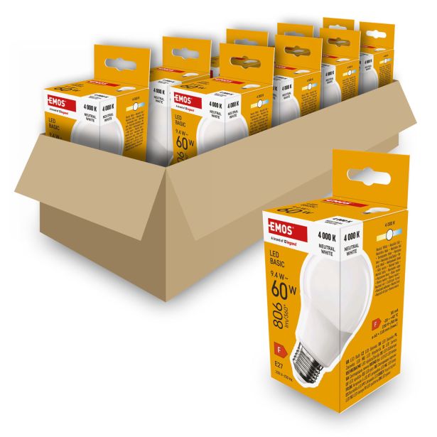 LED ŽARNICA E27 EMOS BASIC A60 9.4W 806LM E27 NW 10/1