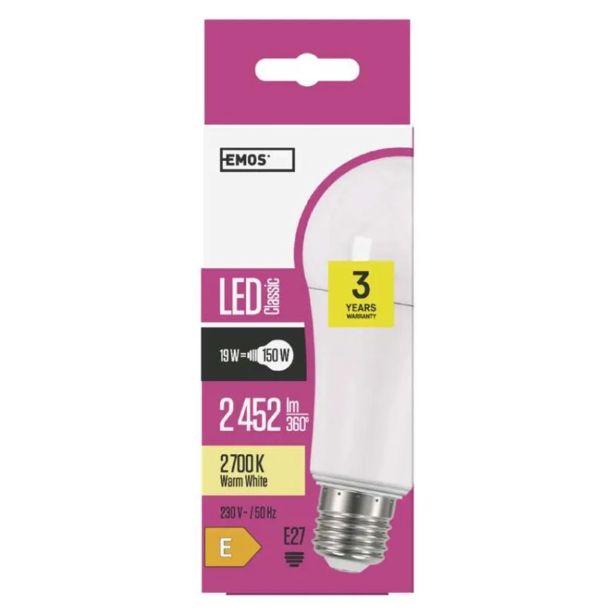 LED ŽARNICA E27 EMOS CLS A67 19W WW