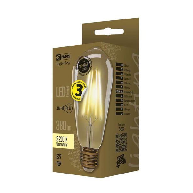 LED ŽARNICA E27 EMOS VNT ST64 4W WW 230V VINTAGE KONUS