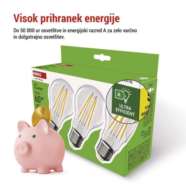 LED ŽARNICA E27 FLM A60 3.8W(60W) 806LM E27 NW A CLASS 3/1