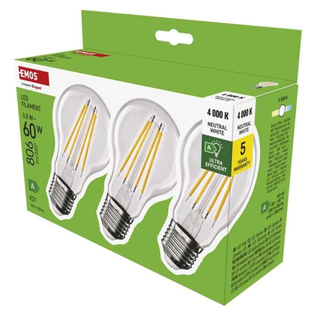 LED ŽARNICA E27 FLM A60 3.8W(60W) 806LM E27 NW A CLASS 3/1