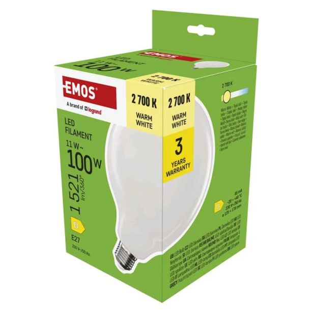 LED ŽARNICA E27 FLM G125 GLOBE 11W(100W) 1521LM E27 WW