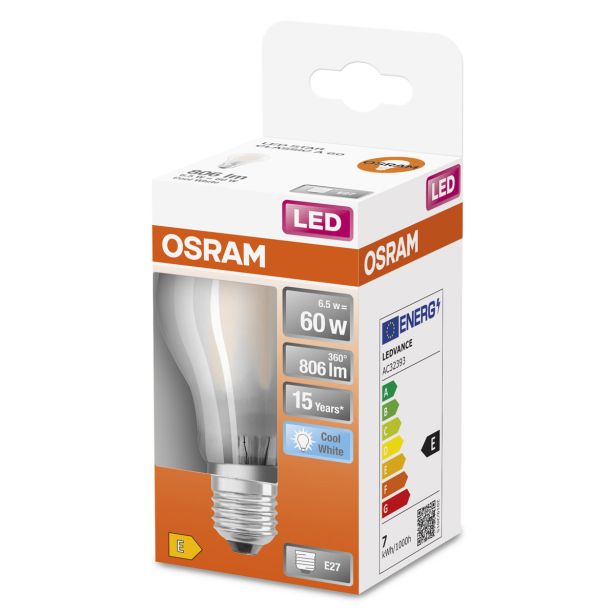 LED ŽARNICA E27 OSRAM CLA60 7W/840, MAT STAR, MAT