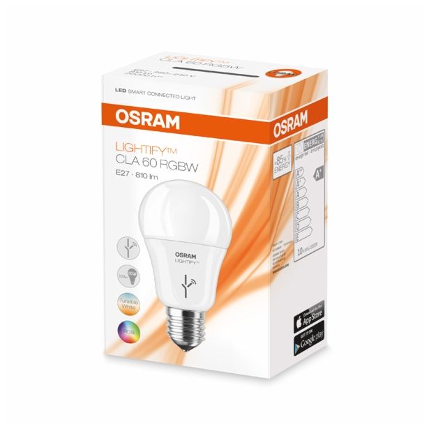 LED ŽARNICA E27 OSRAM LIGHTIFY CLA60 RGB 10W FR 220-240V BARVNA