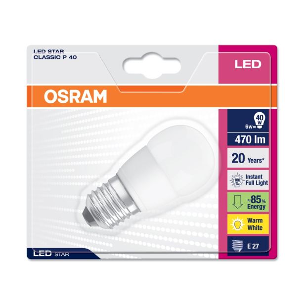 LED ŽARNICA E27 OSRAM S CLP40 6W /827 FR 220-240V MAT BUČKA BL/1