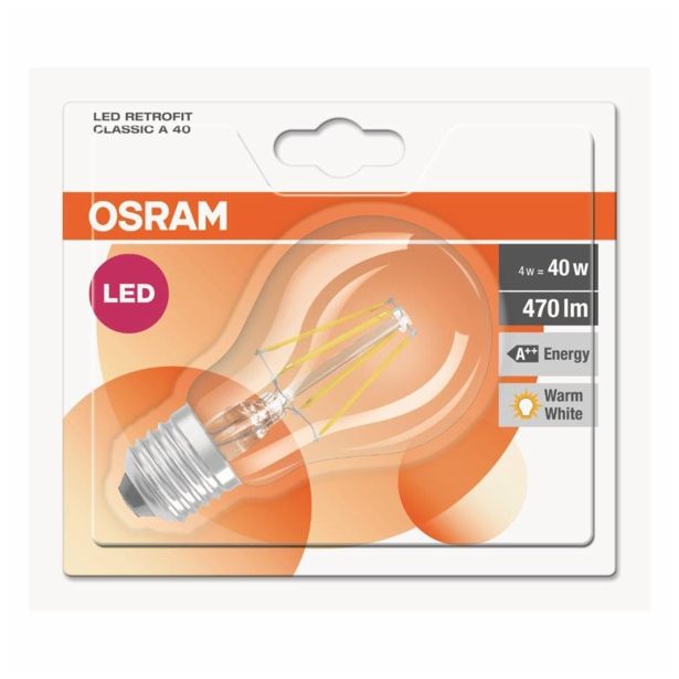 LED ŽARNICA E27 RETROFIT RF CLA40 4W/827 CL 220-240V PROZORNA BL/1