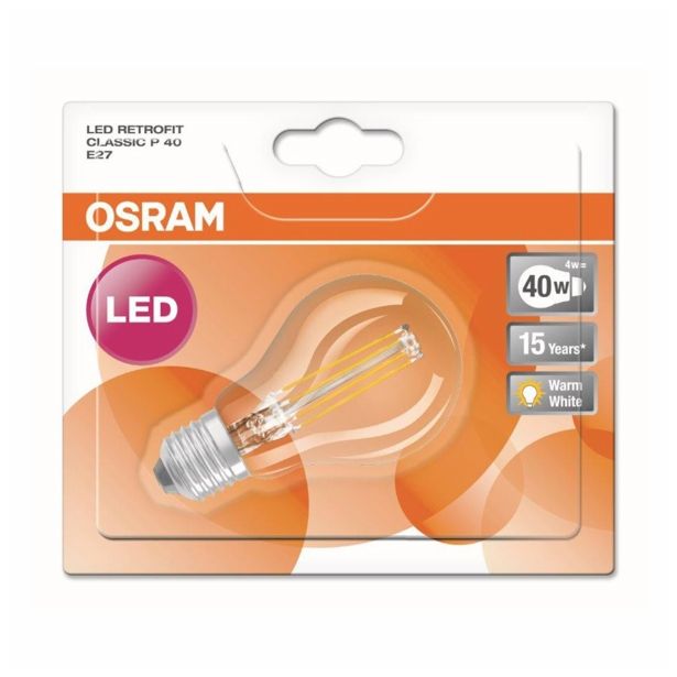 LED ŽARNICA E27 RETROFIT RF CLP40 4W/827 CL 220-240V BUČKA PROZORNA