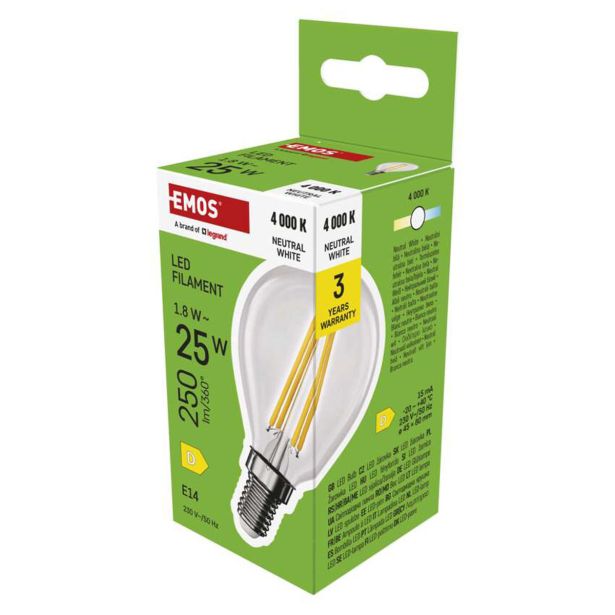LED ŽARNICA FILAMENT MINI GLOBE / E14 / 1,8 W (25 W) / 250 LM / NEVTRALNA BELA