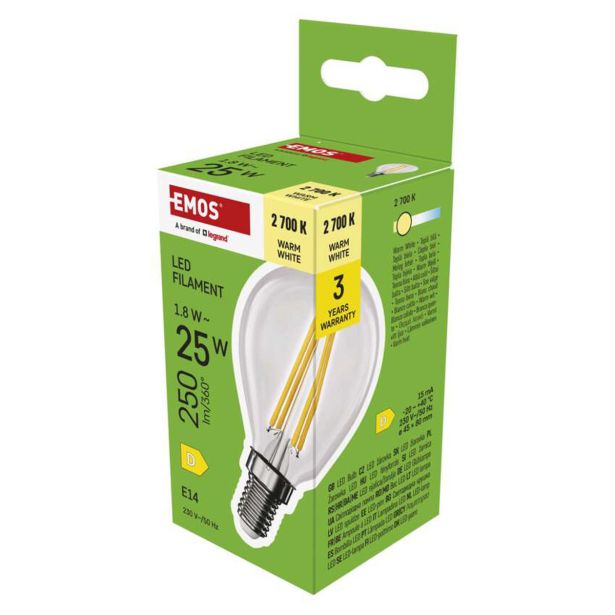 LED ŽARNICA FILAMENT MINI GLOBE / E14 / 1,8 W (25 W) / 250 LM / TOPLO BEL