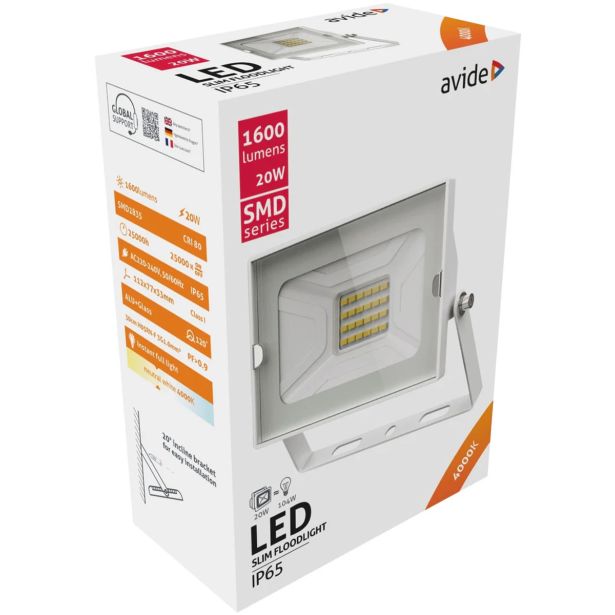 LED ZUNANJI REFLEKTOR AVIDE 20W 4000K 1600LM NEVTRALNO BELA