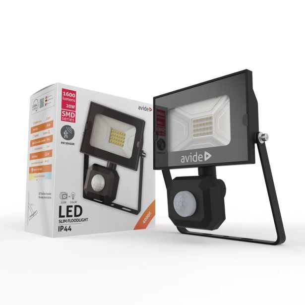 LED ZUNANJI REFLEKTOR AVIDE 20W 4000K 1600LM SENZOR NEVTRALNO BELA