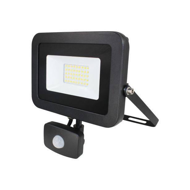 LED ZUNANJI REFLEKTOR COMMEL 30W PROFI LINE SMD ČRN S SENZORJEM