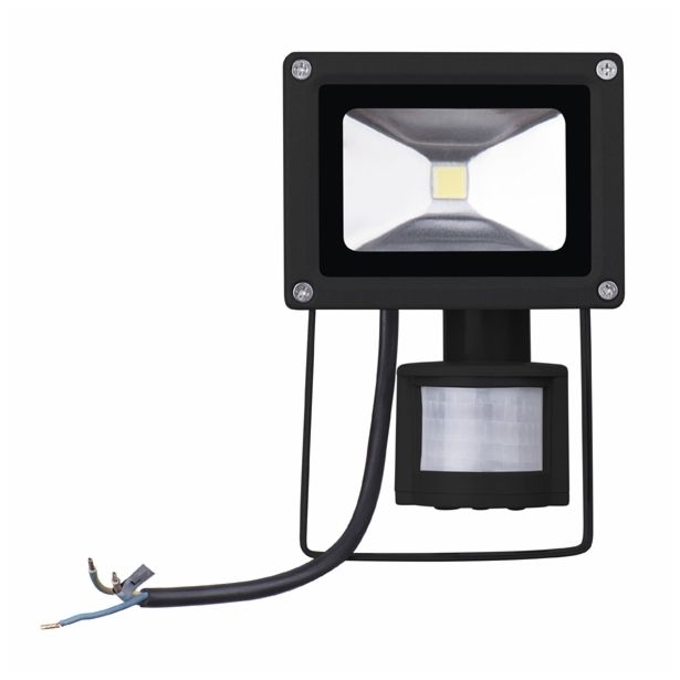LED ZUNANJI REFLEKTOR EMOS 10W PIR HOBBY MCOB IP65 ČRN S SENZORJEM