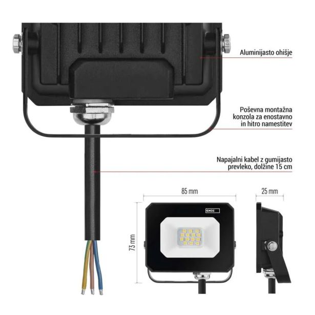 LED ZUNANJI REFLEKTOR EMOS SIMPO 10W 1000LM IP65 NW