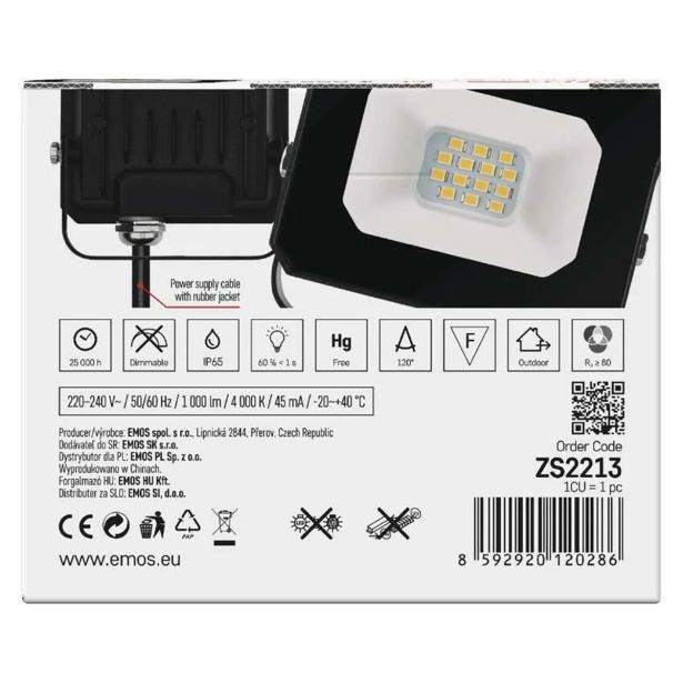 LED ZUNANJI REFLEKTOR EMOS SIMPO 10W 1000LM IP65 NW