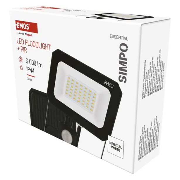 LED ZUNANJI REFLEKTOR EMOS SIMPO 30W 3000LM IP44 NW SENZOR