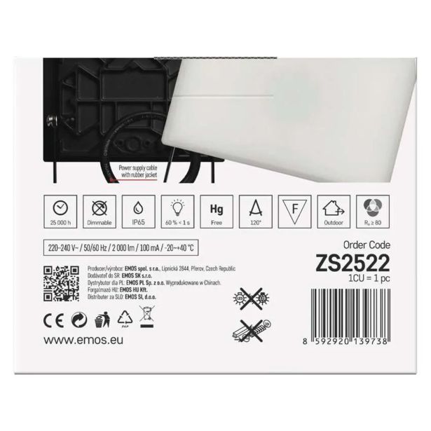 LED ZUNANJI REFLEKTOR TAMBO 20W 2000LM IP65