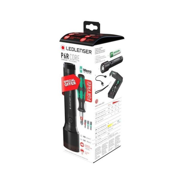 LEDLENSER P6R CORE + WERA IZVIJAČ SET,