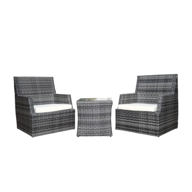 GARNITURA UMETNI RATAN BIVA LEON 3-DELNA SIVA