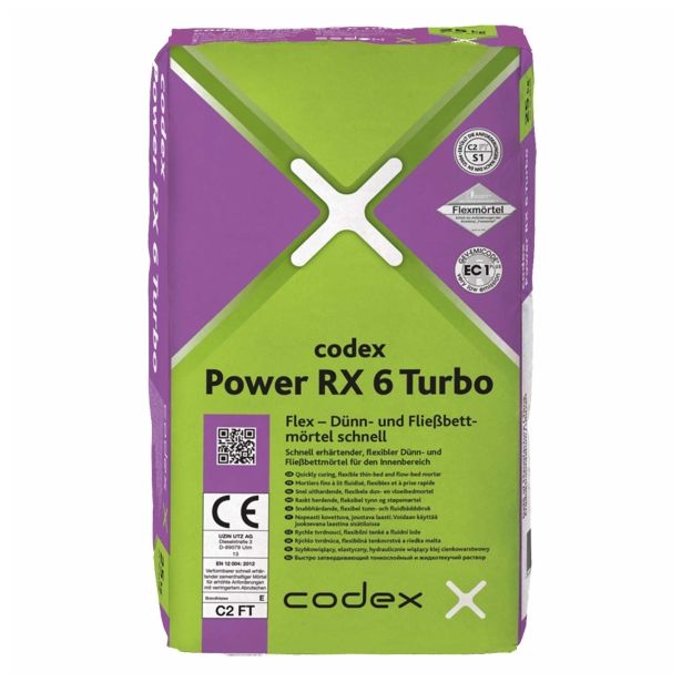 LEPILO ZA PLOŠČICE CODEX POWER RX 6 TURBO 25 KG C2TE S1