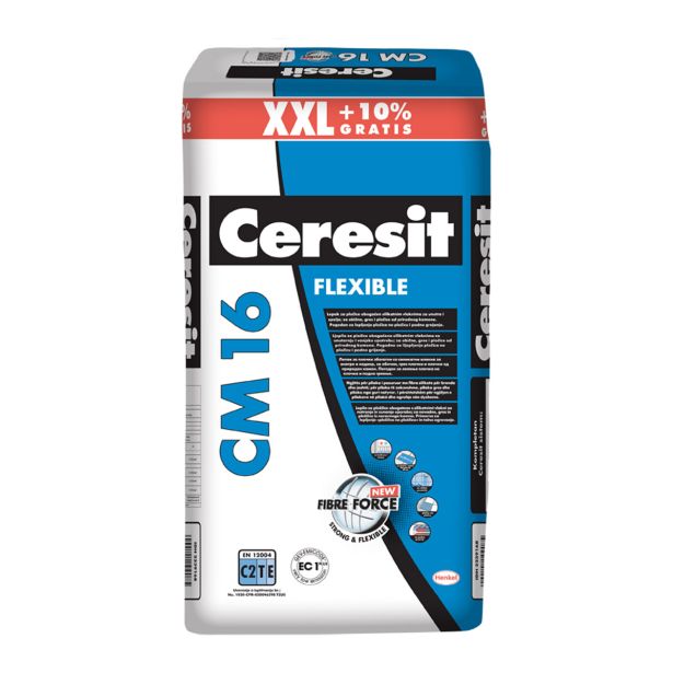 LEPILO ZA PLOŠČICE HENKEL ACB CERESIT CM 16 SIV 27.5 KG XXL C2TE - FLEXIBLE