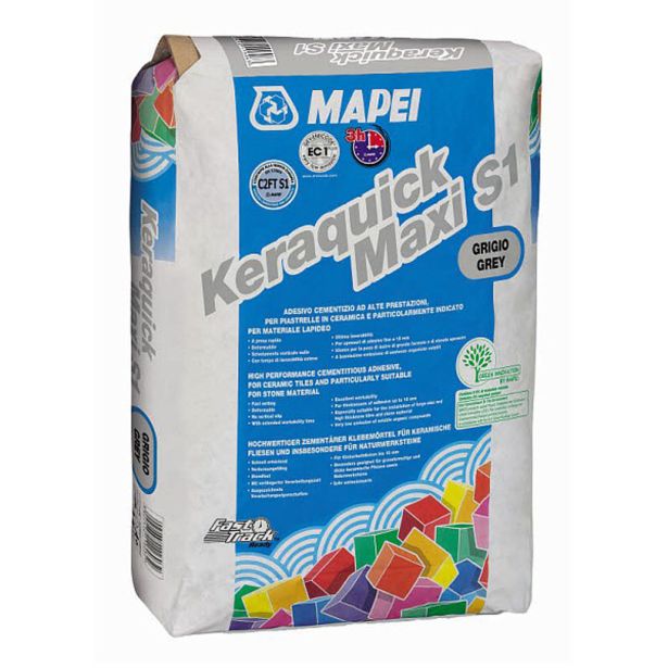 LEPILO ZA PLOŠČICE MAPEI KERAQUICK MAXI S1 SIVI 25 KG C2FT S1
