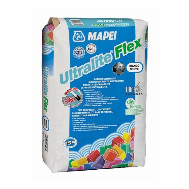 LEPILO ZA PLOŠČICE MAPEI ULTRALITE FLEX SIVI 15KG C2TE / EC1
