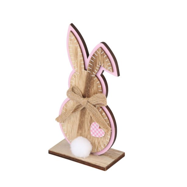POMLADNA DEKORACIJA LESEN ZAJEC 7X14 CM S SRCEM
