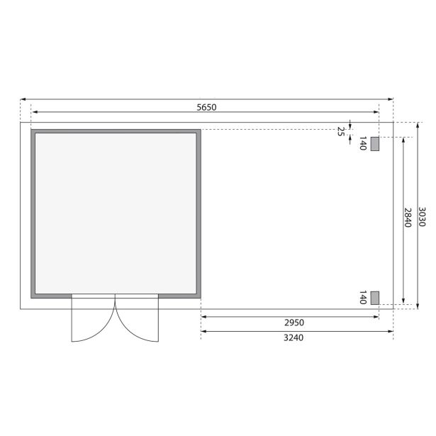 LESENA HIŠKA KARIBU KANDERN 6 + MONTAŽNA STREHA 3,20M BARVA LESA 274X274X222