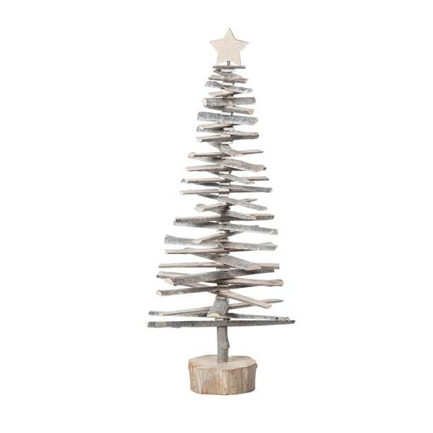 NAMIZNA DEKORACIJA GLOSSTYLE LESENA JELKA 70 CM SIVE BARVE