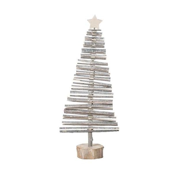 NAMIZNA DEKORACIJA GLOSSTYLE LESENA JELKA 70 CM SIVE BARVE