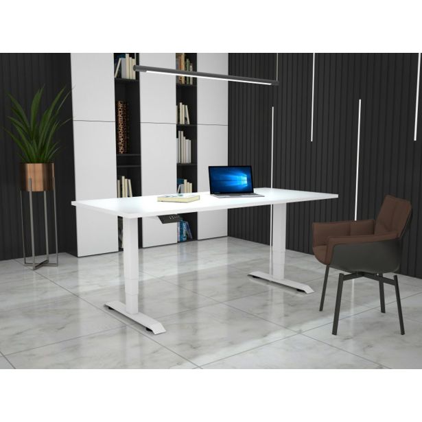 DVIŽNA MIZA MS VISCOM S PLOŠČO V DEKORJU EGGER PREMIUM BELA - 1600 X 800 MM, BELO PODNOŽJE