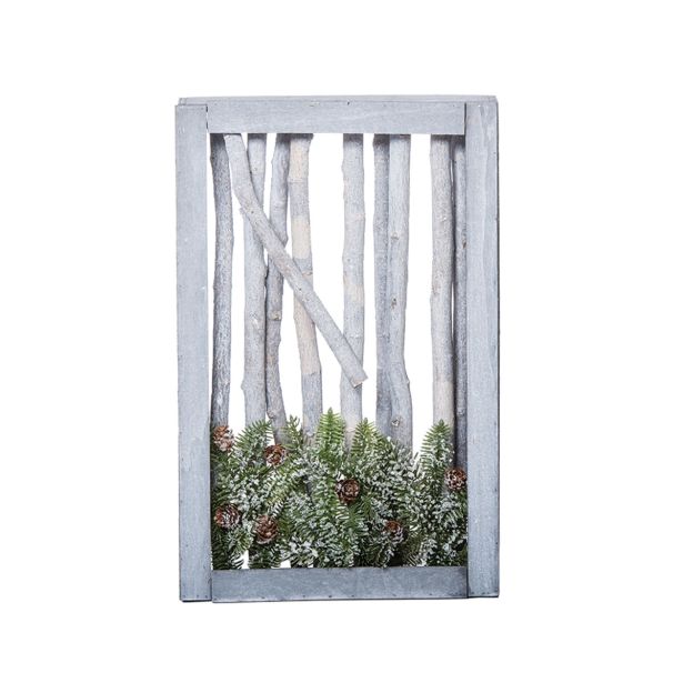 NAMIZNA DEKORACIJA GLOSSTYLE LESENA V OKVIRU IMITACIJA DREVES 47X30X6.5 CM