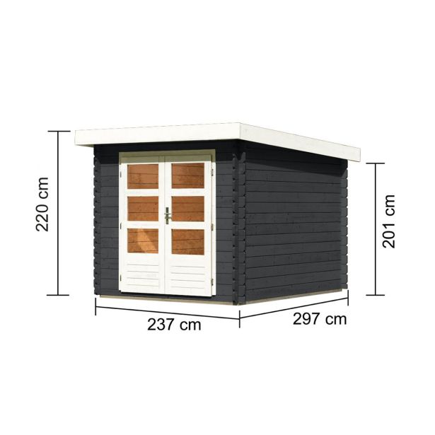 LESENA VRTNA HIŠKA KARIBU BASTRUP 4 ZEMELJSKO SIVA  237X297X222