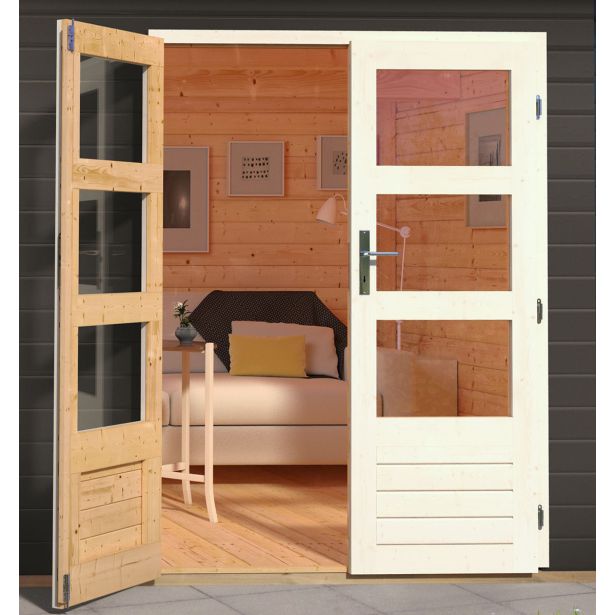 LESENA VRTNA HIŠKA KARIBU BASTRUP 5 + MONTAŽNA STREHA 3M ANTRACIT 297X297X222