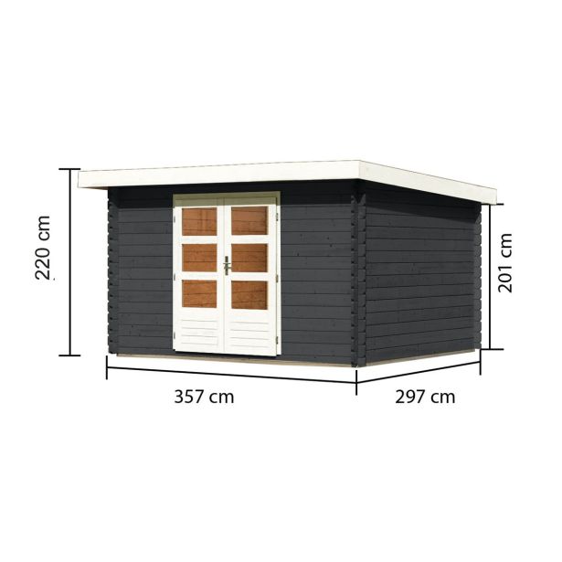 LESENA VRTNA HIŠKA KARIBU BASTRUP 7 ANTRACIT 357X297X222