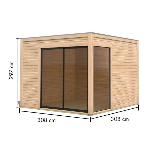 LESENA VRTNA HIŠKA KARIBU DICE 1 308X308X242 + ANTRACIT STREŠNA MEMBR.