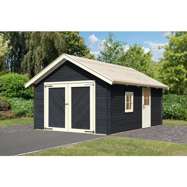 LESENA VRTNA HIŠKA KARIBU GARAŽA Z DVOKAPNO STREHO 38MM ANTRACIT 387X537X309