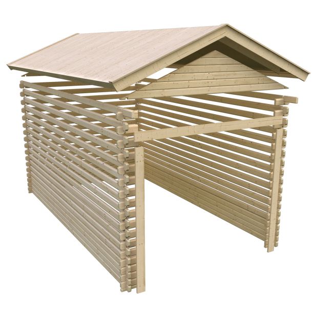 LESENA VRTNA HIŠKA KARIBU GARAŽA Z DVOKAPNO STREHO 38MM ANTRACIT 387X537X309