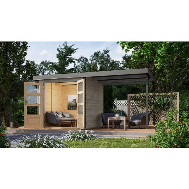 LESENA VRTNA HIŠKA KARIBU JUPITER 2 D + 2.4 M PRIZIDEK SIVA