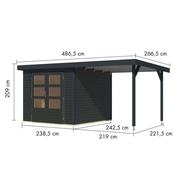 LESENA VRTNA HIŠKA KARIBU JUPITER 3.5 C + 2.4 M PRIZIDEK ANTRACIT