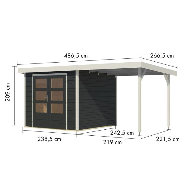 LESENA VRTNA HIŠKA KARIBU JUPITER 3.5 C + 2.4 M PRIZIDEK BELA