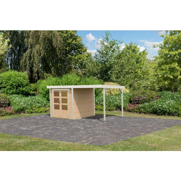 LESENA VRTNA HIŠKA KARIBU JUPITER A+ PODALJŠEK STREHE 2.35M, BELI OKVIR