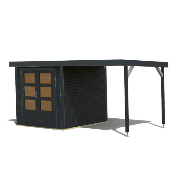 LESENA VRTNA HIŠKA KARIBU JUPITER C+ PODALJŠEK STREHE 2.35M, ANTRACIT